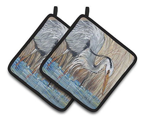 Caroline's Treasures Blue Heron Pair of Pot Holders JMK1228PTHD, 7.5HX7.5W, Multicolor