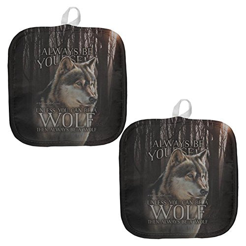 Always Be Yourself Unless Timber Wolf All Over Pot Holder (Set of 2) Multi Standard One Size