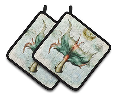 Caroline's Treasures Mermaids & Mermen Mermaid Tail Pair of Pot Holders SB3039PTHD, 7.5HX7.5W, Multicolor