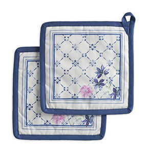 Maison d' Hermine Faïence 100% Cotton Set of 2 Pot Holders 8 Inch by 8 Inch