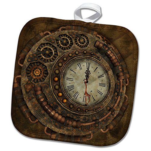 3D Rose Steampunk Awesome Clock with Cute Giraffe Pot Holder, 8 x 8