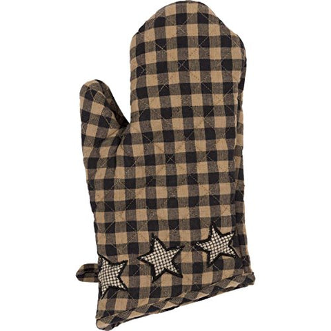 VHC Brands Classic Country Primitive Tabletop & Kitchen - Farmhouse Star Black Oven Mitt, Charcoal