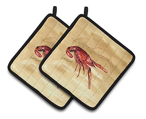 Caroline's Treasures Crawfish Pair of Pot Holders 8230PTHD, 7.5HX7.5W, Multicolor