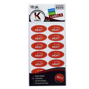 18 Meat Red Kosher Labels  Oven Proof Up To 500, Freezable, Microwavable, Dishwasher Safe, English  Color Coded Kitchen Stickers By The Kosher Cook