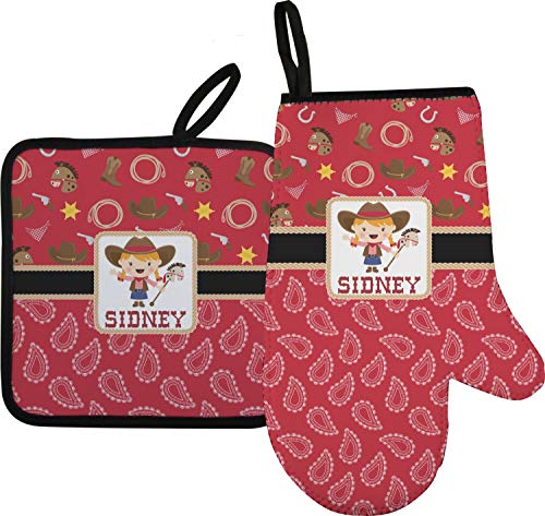 RNK Shops Red Western Oven Mitt & Pot Holder (Personalized)