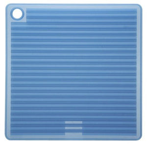 Mastrad Silicone Pot Holder - High Heat Resistant Trivet is Dishwasher Safe and Featured Double-Sided Non-Slip Ridges For Ultimate Gripability, Blue