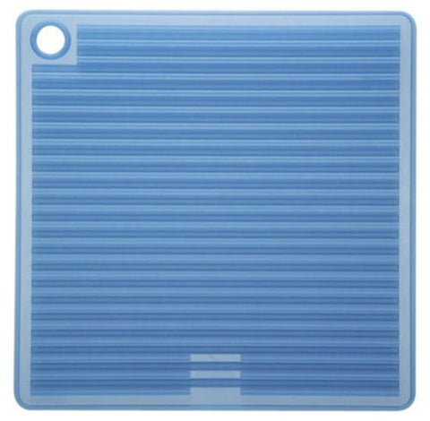 Mastrad Silicone Pot Holder - High Heat Resistant Trivet is Dishwasher Safe and Featured Double-Sided Non-Slip Ridges For Ultimate Gripability, Blue