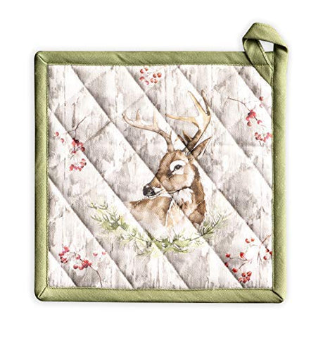 Maison d' Hermine Mountain Life 100% Cotton Pot Holder 8 Inch by 8 Inch. Perfect for Thanksgiving and Christmas