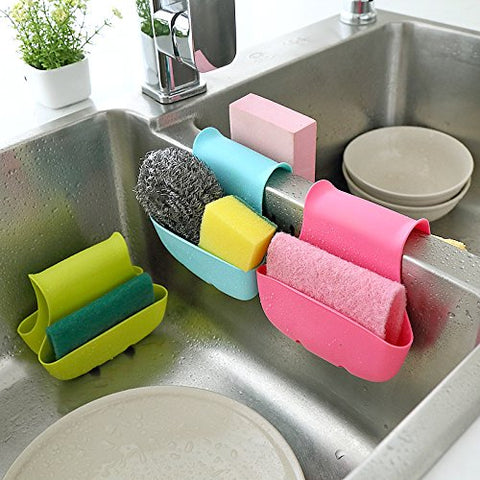 Kitchen Tools & Gadgets - Creative Kitchen Sink Sponge Storage Bag Drain Saddle Dual Drain Basket Racks Sundries Organizer - 1PCs