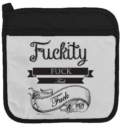 Twisted Wares Pot Holder - F'CKITY F'CK F'CK F'CK - Funny Oven Mitt - Large Hot Pad 9" x 9"