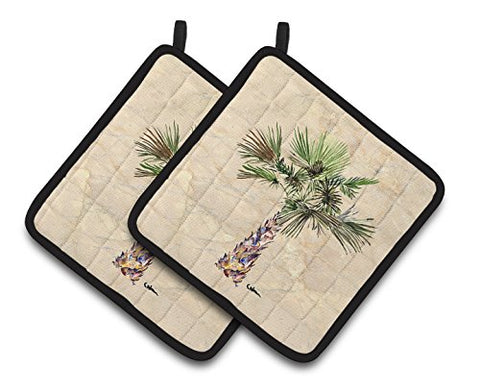 Caroline's Treasures Palm Tree Pair of Pot Holders 8480PTHD, 7.5HX7.5W, Multicolor