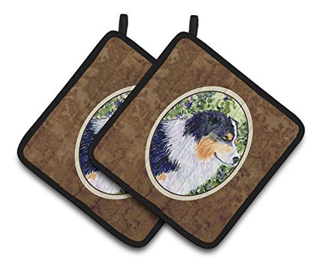 Caroline's Treasures Australian Shepherd Pair of Pot Holders SS8737PTHD, 7.5HX7.5W, Multicolor