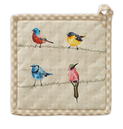 Maison d' Hermine Birdies On Wire 100% Cotton Pot Holder, 8 - inch by 8 - inch.