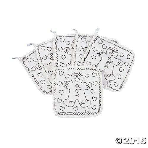 (12) Christmas HOLIDAYS Color your Own Pot Holders ~ One Dozen Adorable Gingerbread Person ~ Parties Schol Sunday Church Fairs Teacher ~ Arts and Crafts Children ~ Stocking Stuffer ~ Baking Cookies