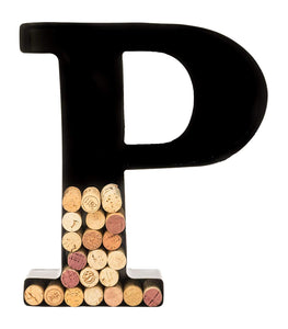 Wine Cork Holder - Metal Monogram Letter (P)