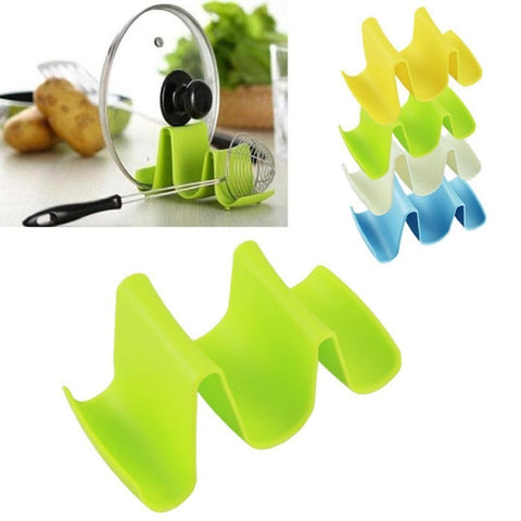 Fashionclubs Kitchen Pot Pan Lid Spoon Stand Holder Rack Wave Shape Utensil Organizer Random Colorr