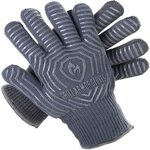 Grill Armor Extreme Heat Resistant Oven Gloves - EN407 Certified 500C - Cooking Gloves for BBQ, Grilling, Baking, Grey