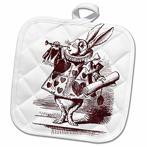 3D Rose White Rabbit from Alice in Wonderland Pot Holder, 8 x 8