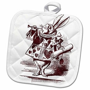 3D Rose White Rabbit from Alice in Wonderland Pot Holder, 8 x 8