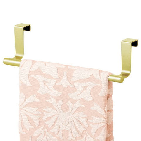 mDesign Over-the-Cabinet Kitchen Dish Towel Bar Holder - 9", Pearl Gold