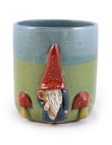 Modern Artisans American Made Stoneware Pottery Countertop Utensil Caddy Jar with Gnome Motif