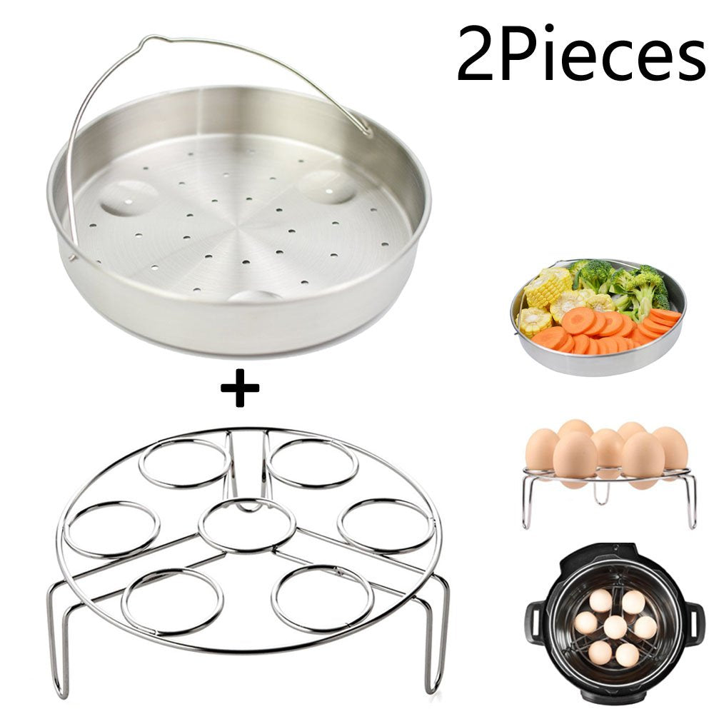 Stainless Steel Steamer Basket With Egg Steamer Steamer Rack for Instant Pot and Pressure Cooker Accessories, Vegetable Steam Rack Stand. 2 Pieces