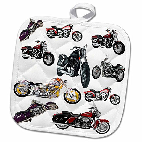 3D Rose Potholder Picturing Harley-Davidson174 Motorcycles Pot Holder