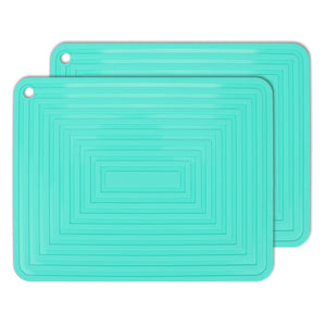 2 Pack Silicone Trivet Mats/Hot Pads,Pot Holder,9"x12" Non Slip Flexible Durable Heat Resistant Pot Coaster Kitchen Table Mats (Teal)