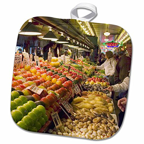 3D Rose Washington-Seattle. Pike Place Market-Us48 Csl0037-Charles Sleicher Pot Holder, 8" x 8"