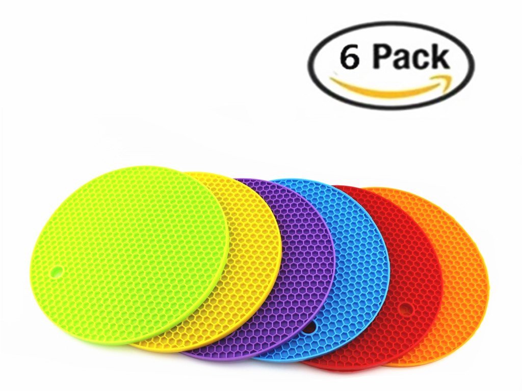 6 Pcs Silicone Heat Resistant Pot Holder Trivets for Hot Dishes Cups Pans for Your Kitchen Table Countertop (6)