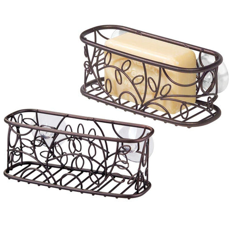 mDesign Kitchen Sink Vine Storage Center for Sponges, Scrub Brushes - Pack of 2, Bronze