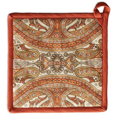 Maison d' Hermine Kashmir Paisley 100% Cotton Pot Holder, 8 - inch by 8 - inch. Perfect for Thanksgiving and Christmas