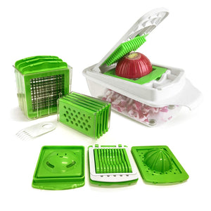 Vegetable Chopper Slicer Cutter Peeler 11 Interchangeable Stainless Steel Blades Set Grater Dicer Chopper Utensil Mincer Vegetable Shredder Fruit Squeezer Kitchen Cutter Container Mandoline