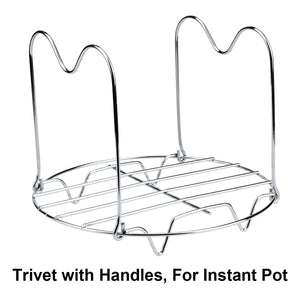 Aiduy Steamer Rack Trivet with Long Handles Compatible with Instant Pot 6 or 8 Quart Pressure Cooker, Stainless Steel Steam Rack Stand Metal Trivet for Easy Pot Removal