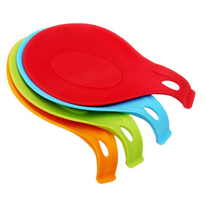 JYS365 Kitchen Utensil Tool Heat Resistant Spoon Fork Silicone Mat Rest Spatula Holder