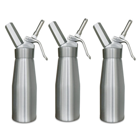 Whipped Cream Charger Dispenser Canister - Cream Whipper Maker Aluminum Whipping Siphon Silver 3 Pack Wholesale Animato