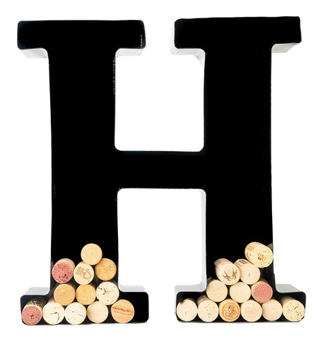 Wine Cork Holder - Metal Monogram Letter (H)