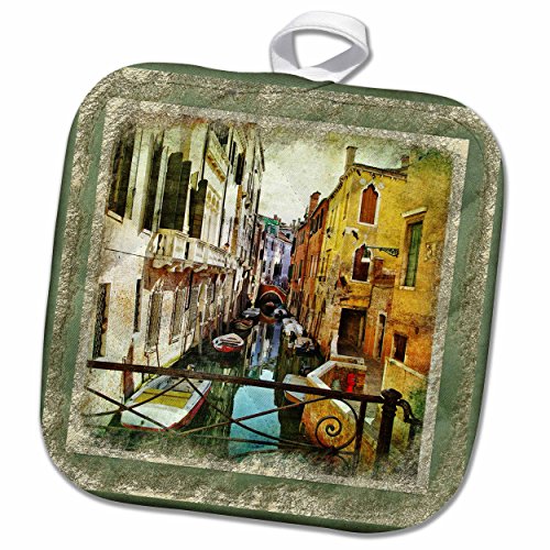 3dRose 3D Rose Overlooking Canal in Venice Pot Holder 8" x 8"