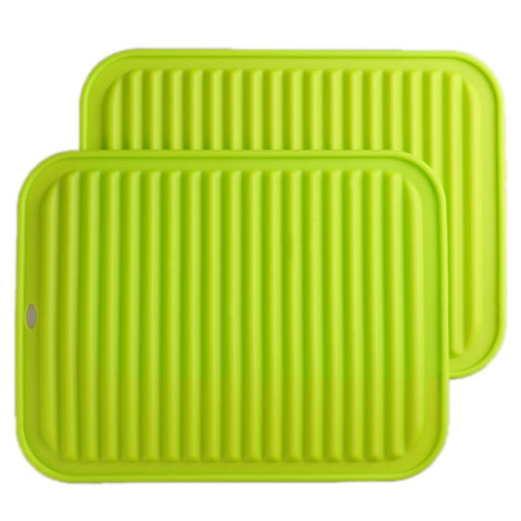 Silicone Trivets mat Smithcraft 9"X12" Big Multi-purpose Drying Trivet Mat, Pot Holder, Waterproof, (Set of 2) Non Slip, Flexible, Durable, Dishwasher Safe Green