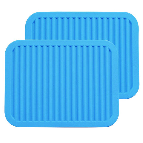 ME.FAN 9" x 12" Big Silicone Trivets - Multi-purpose Silicone Pot Holders, Spoon Rest and Kitchen Table Mat - Insulated, Flexible, Durable, Non Slip Hot Pads and Coasters (2 Set) Blue