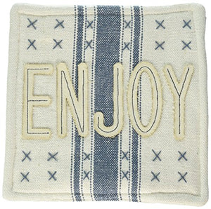 Mud Pie 4264563E Grain Sack Pot Holder, Blue