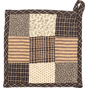 VHC Brands Primitive Tabletop Kitchen Prim Grove Fabric Loop Cotton Patchwork Pot Holder, One Size