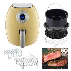 GoWISE USA 2.75-Quarts Air Fryer + 6 Piece Accessory Set (Majestic Yellow)