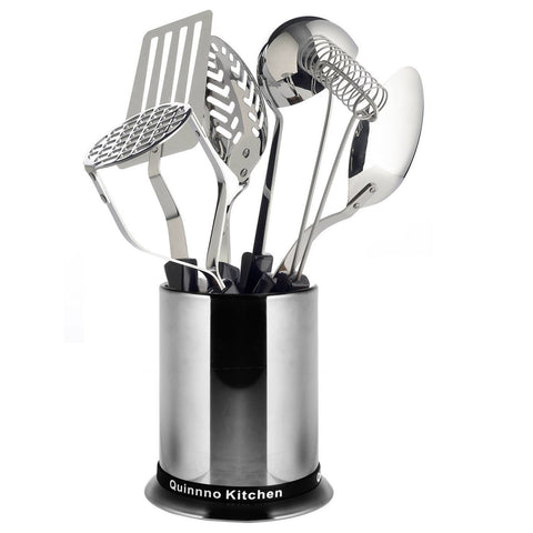 Spatula Holder | Stainless Steel Utensil Holder Strong Materials Tall Body and Contoured Bottom Keep Tools Upright Dishwasher Safe - 569