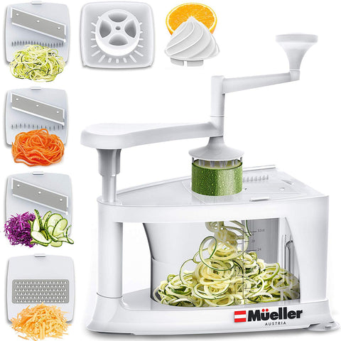 Mueller Spiral-Ultra Multi-Blade Spiralizer, 8 into 1 Spiral Slicer, Heavy Duty Salad Utensil, Vegetable Pasta Maker and Mandoline Slicer for Low Carb/Paleo/Gluten-Free Meals