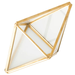 Glass Plant Terrarium Succulent Planter - Tchan Prism Geometric Tabletop Brass Glass Artificial Home Decor (gold)
