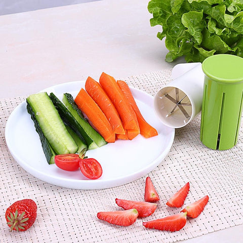 Fruit Vegetable Slicer Dicer, Elevin(TM) Food Chopper Kitchen Cutter Food Dicer Stainless Steel Vegetable Kitchen Cucumber Divider Carrot Strawberry Slicer Splitter Gadget Cutting Tool (A White)