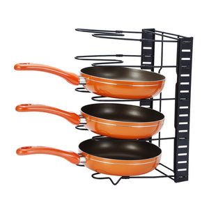 GEYUEYA Home Pan Pot Organizer Heavy Duty Height Adjustable Cookware Rack Holder for Kitchen Cabinet Pantry and Countertop - Easy Assembly