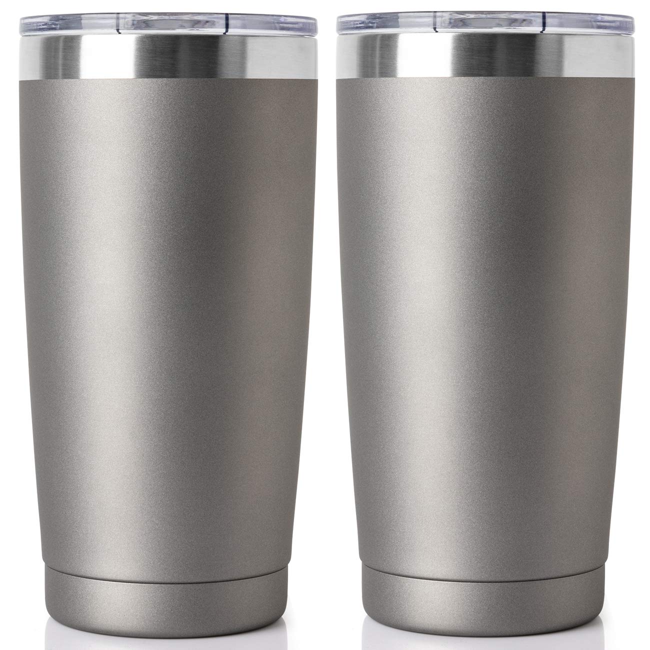 20oz Tumbler Double Wall Vacuum Insulated Coffee Mug Stainless Steel Coffee Cup with Lid, Travel Mug Works Great for Ice Drink, Hot Beverage (2 pack, Cold gray)