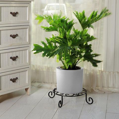 Amagabeli 10 inch Metal Potted Plant Stand Rustproof Iron Art Flower Pot Holder Rack Indoor Outdoor Steel Short Planter Supports Trivet Floor Saucer Decorative Garden Pots Containers Stands Black
